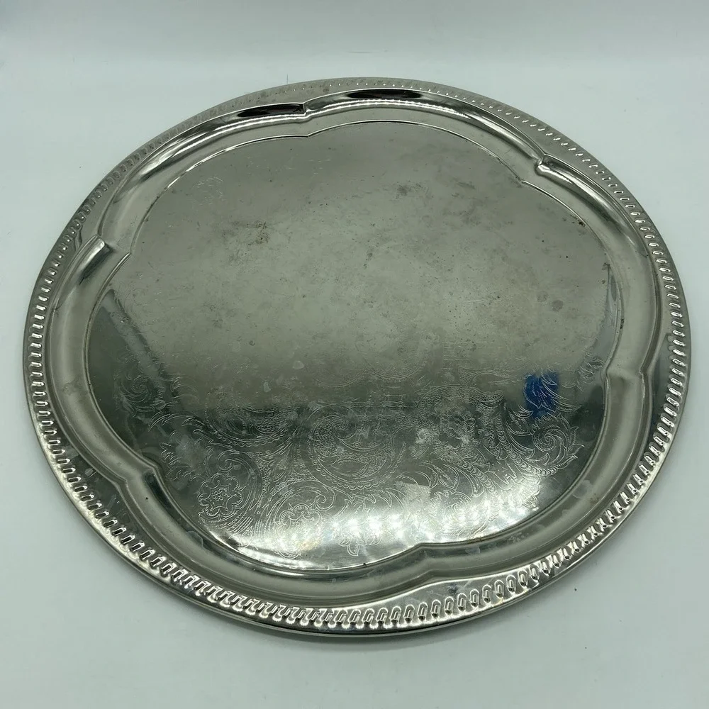 Ornate Silver Plated Tray 13 3/8